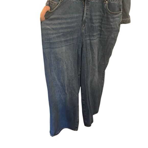 Eloquii blue Denim wide leg Jumpsuit Size 22 - Picture 9 of 11